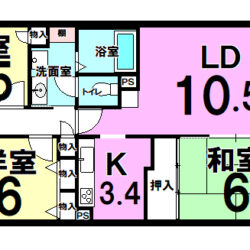 ファミリーにも十分な広さの3LDKの間取りです♪間取